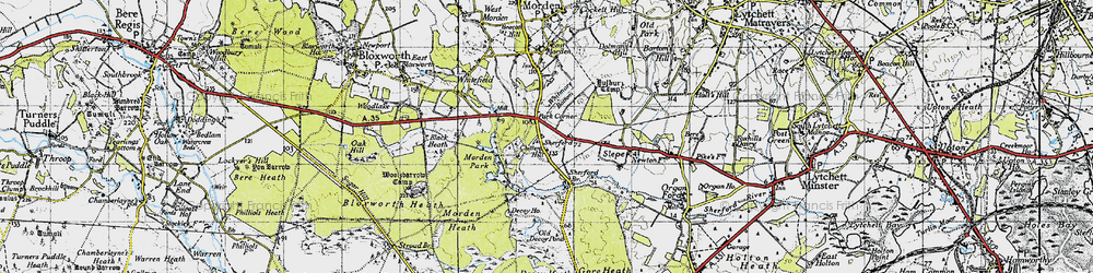 Old map of Sherford in 1940