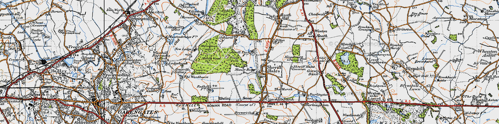 Old map of Sheriffhales in 1946