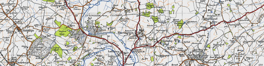 Old map of Sherington in 1946
