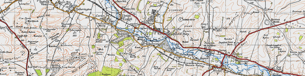Old map of Sherrington in 1940