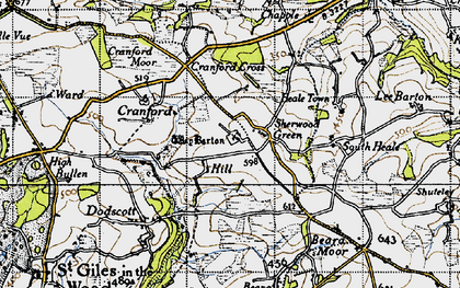 Old map of Barn Down in 1946