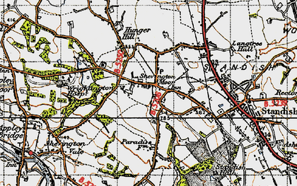 Old map of Shevington Moor in 1947