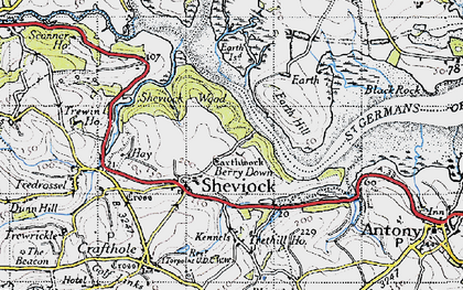 Old map of Sheviock in 1946