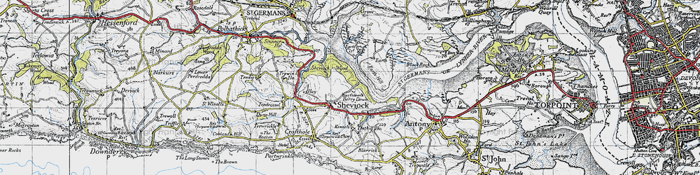 Old map of Sheviock in 1946