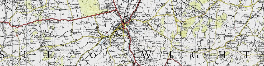 Old map of Shide in 1945
