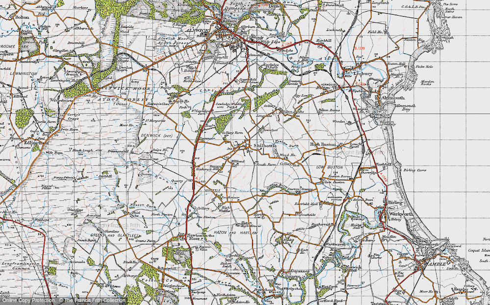 Old Map of Historic Map covering Black Plantn in 1947
