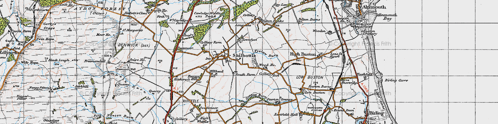 Old map of Shilbottle Grange in 1947