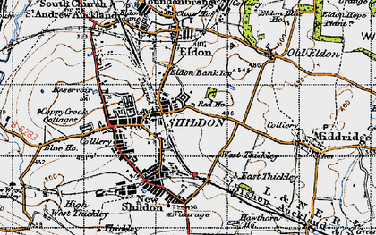 Old map of Shildon in 1947