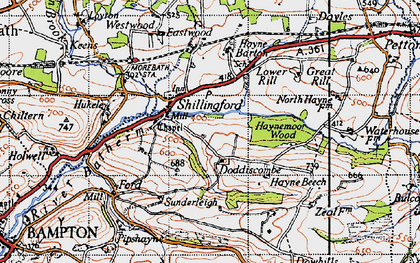 Old map of Shillingford in 1946