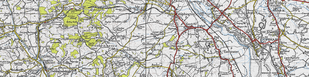 Old map of Shillingford Abbot in 1946