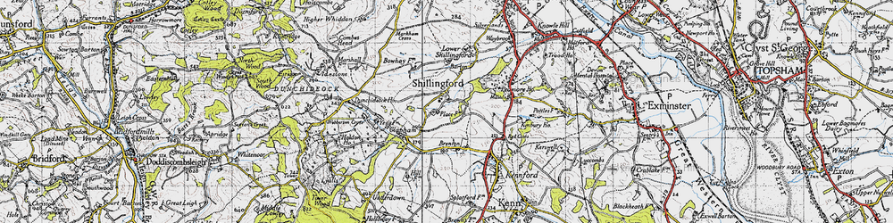 Old map of Shillingford St George in 1946