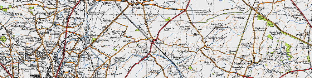 Old map of Shilton in 1946