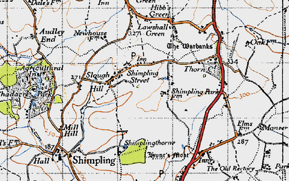 Old map of Shimpling Street in 1946