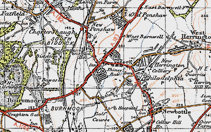 Old map of Shiney Row in 1947