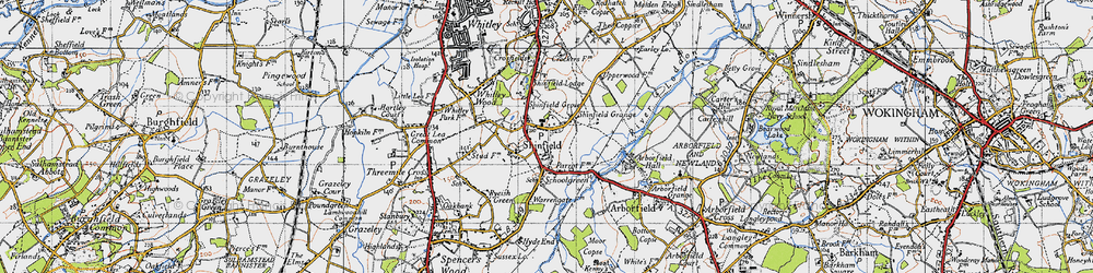 Old map of Shinfield in 1940