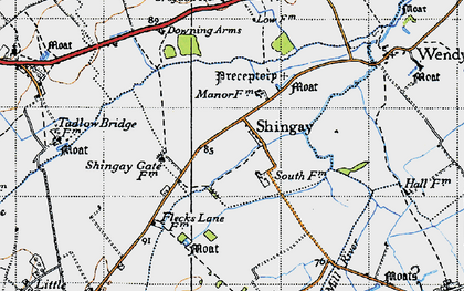 Old map of Shingay in 1946
