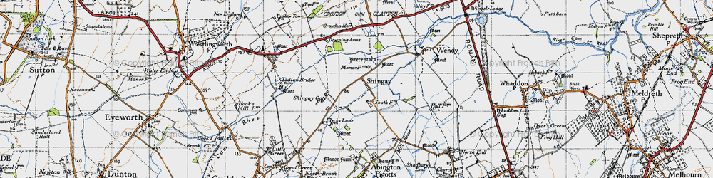 Old map of Shingay in 1946