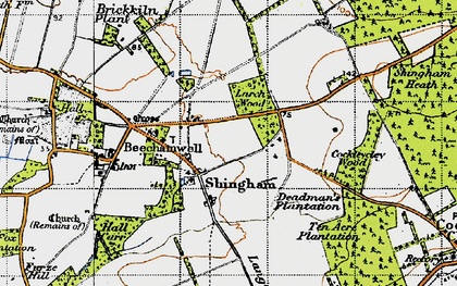Old map of Shingham in 1946