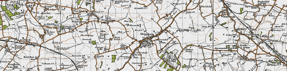 Old map of Shipdham in 1946