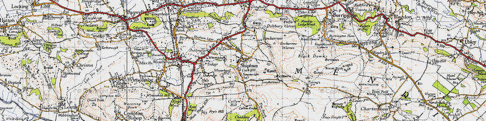 Old map of Shipham in 1946