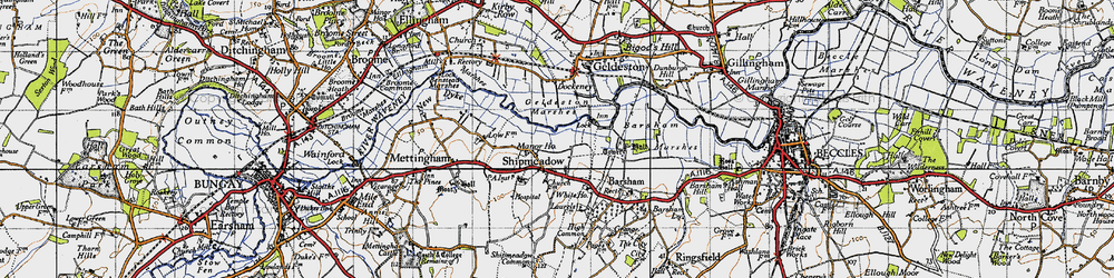 Old map of Shipmeadow in 1946