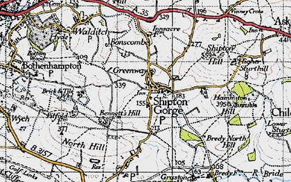 Old map of Bredy North Hill in 1945