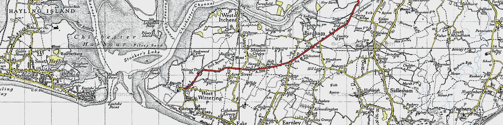 Old map of Shipton Green in 1945