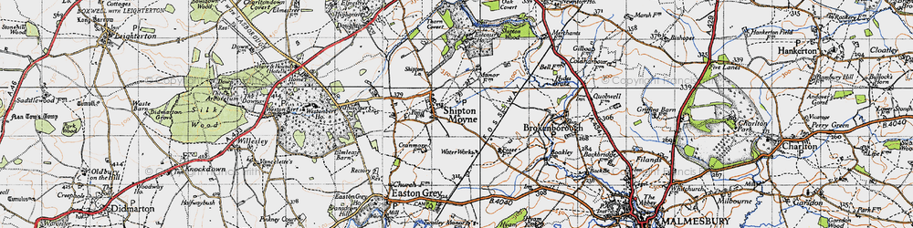 Old map of Shipton Moyne in 1946