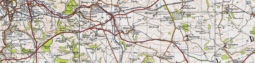 Old map of Shipton Oliffe in 1946