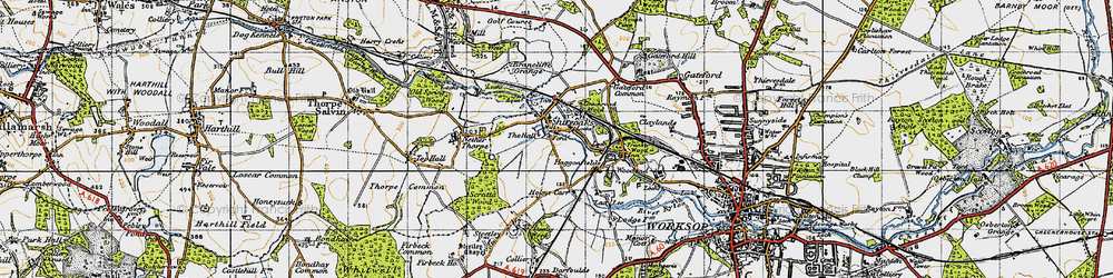 Old map of Shireoaks in 1947