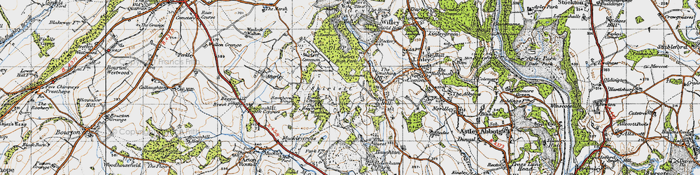 Old map of Shirlett in 1947