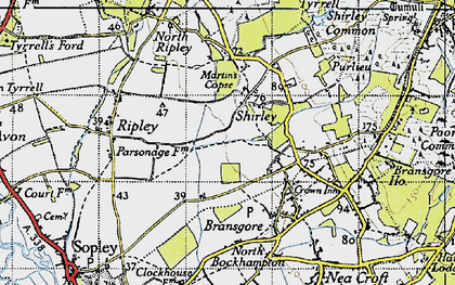 Old map of Shirley in 1940