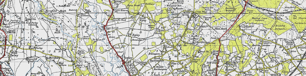 Old map of Shirley in 1940