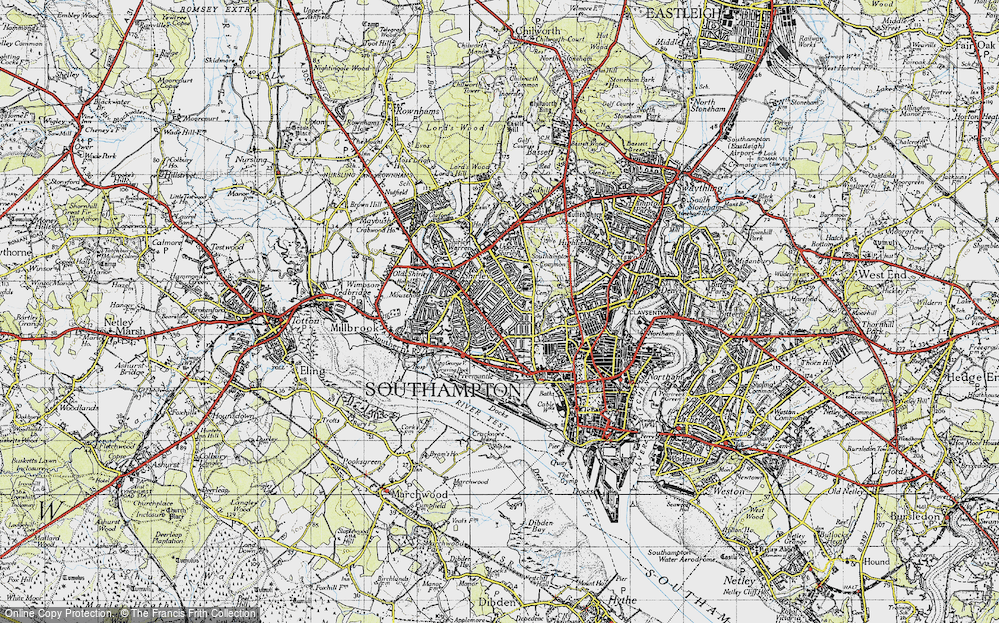 Old Map of Shirley, 1945 in 1945