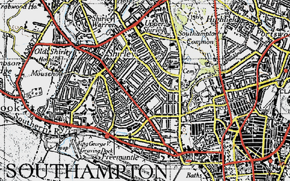 Old map of Shirley in 1945