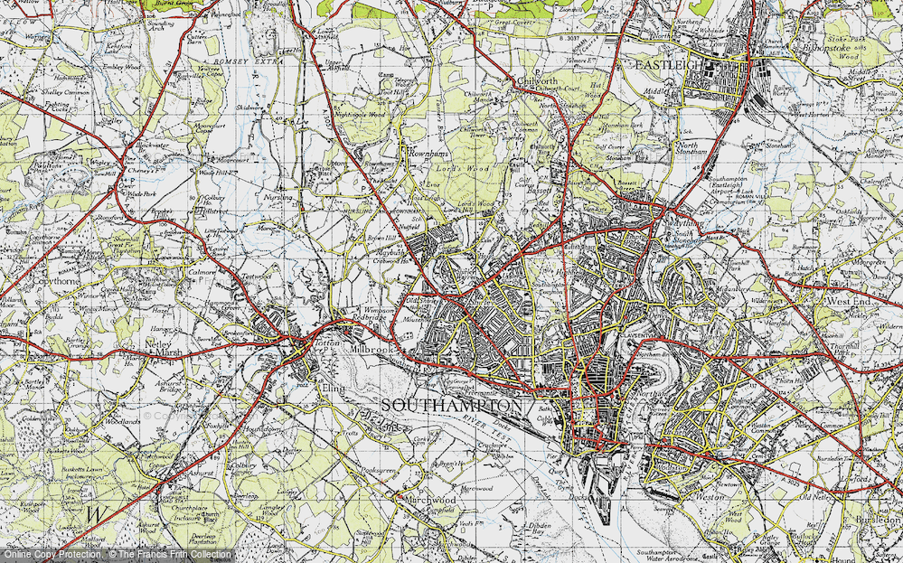 Old Map of Shirley Warren, 1945 in 1945