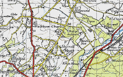 Old map of Shirrell Heath in 1945