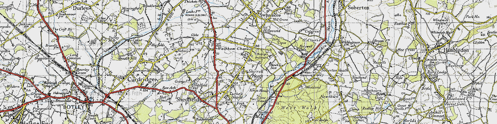 Old map of Shirrell Heath in 1945