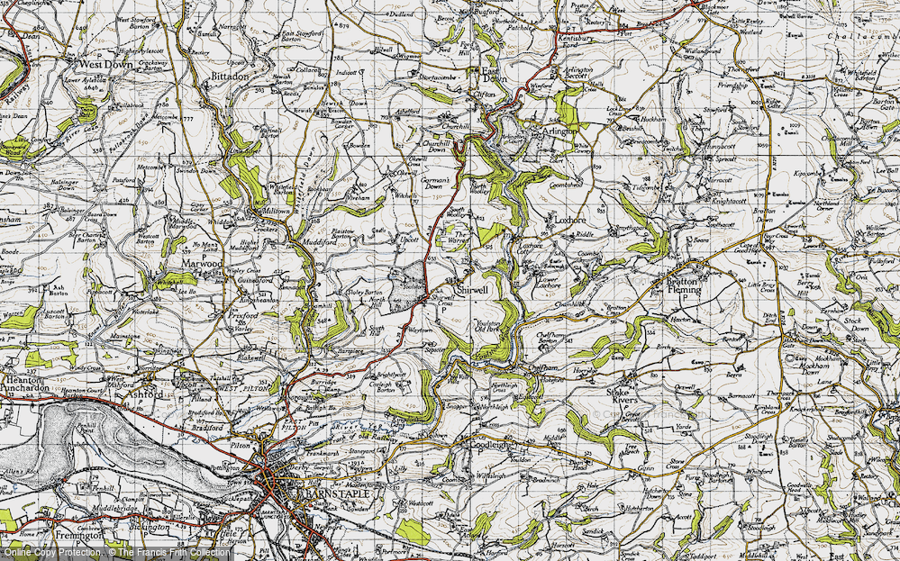 Old Map of Historic Map covering Youlston in 1946