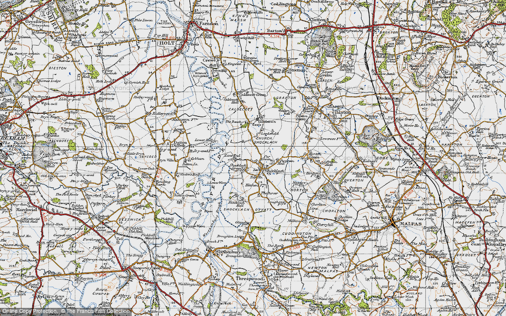 Old Map of Shocklach Green, 1947 in 1947