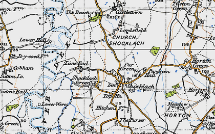 Old map of Shocklach Green in 1947