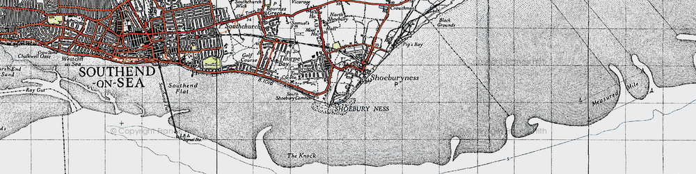 Old map of Shoeburyness in 1946