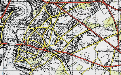 Old map of Sholing in 1945
