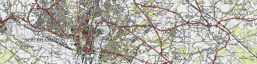 Old map of Sholing Common in 1945