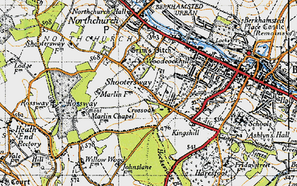 Old map of Shootersway in 1946
