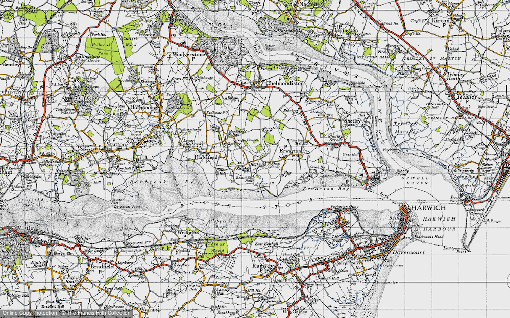 Old Map of Shop Corner, 1946 in 1946