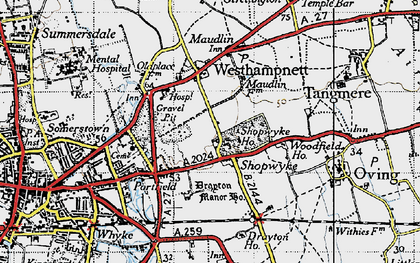 Old map of Shopwyke in 1945