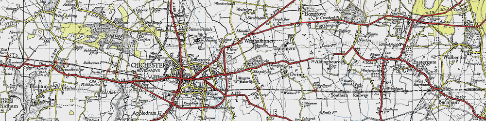 Old map of Shopwyke in 1945