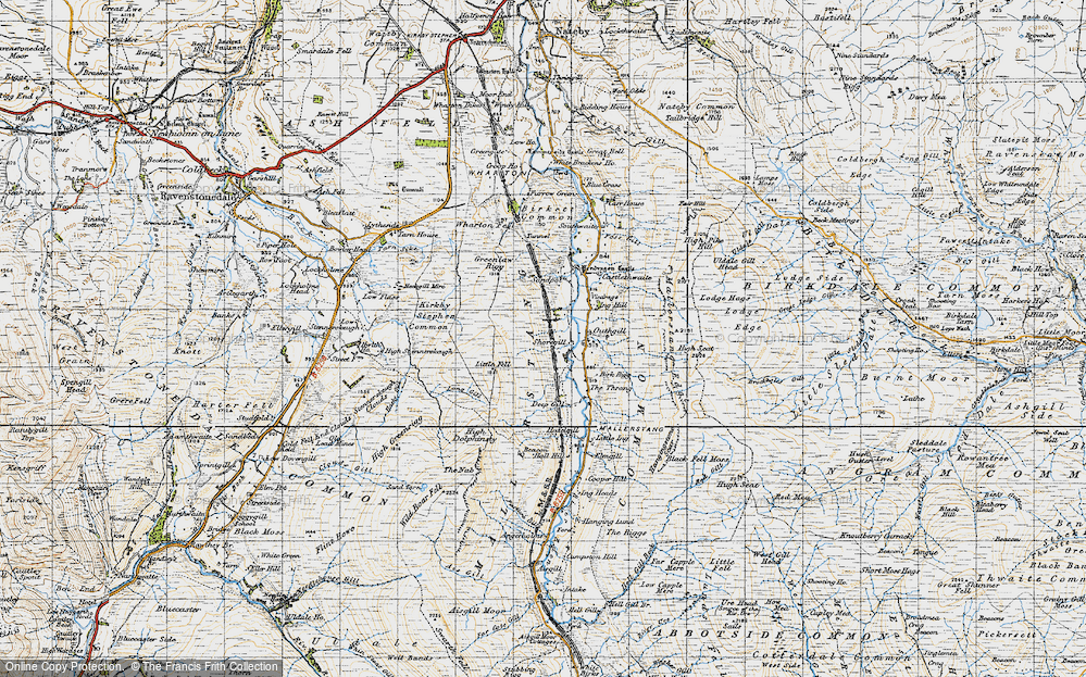 Old Map of Historic Map covering Birkett Common in 1947