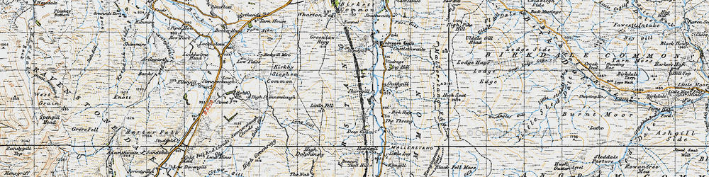 Old map of Wharton Fell in 1947